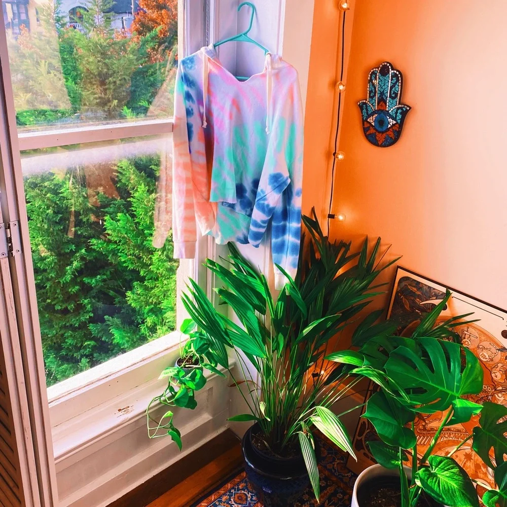 Ocean Drive// Pastel Oversized Tie Dye Drawstring White Hoodie π« - Picture 1 of 8